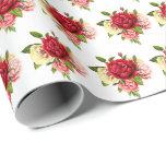 Wedding Wrapping Paper-Roses Wrapping Paper<br><div class="desc">Wrapping paper shown with a lovely pink roses print on a white background colour. Matte paper shown.
Customise this item or buy as is.</div>