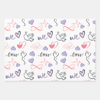 Wedding wrapping paper set for gifts and shower.