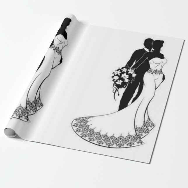 Wedding wrapping paper white and black (Unrolled)