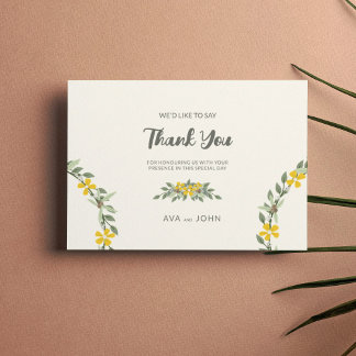 Wedding Yellow Flowers Boho Nature Thank You Card