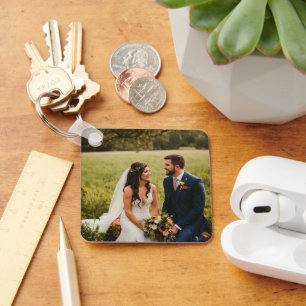 WeddingCouple Metal Square Keychain, 2.25" x 2.25" Key Ring