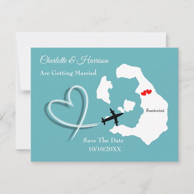 Weddings Destination Santorini  Save The Date (Front)