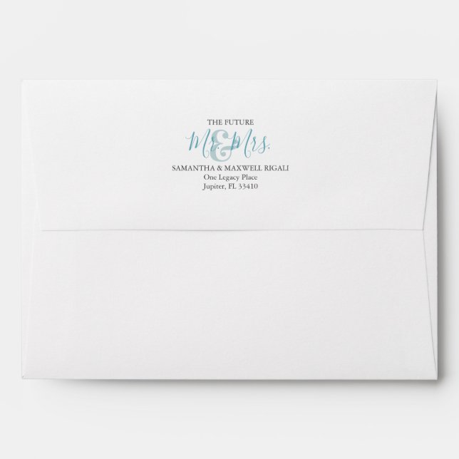 Weddings Return Address Envelopes Turquoise Blue (Back (Top Flap))