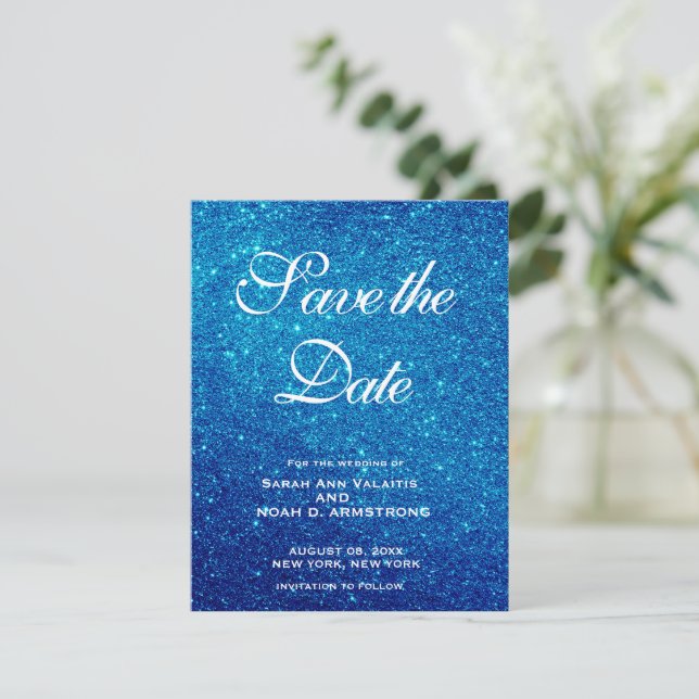 Weddings | unique save the dates | Glitter Save The Date (Standing Front)