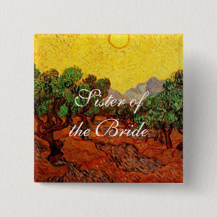 Weddings,Vincent van Gogh Olive Trees 15 Cm Square Badge