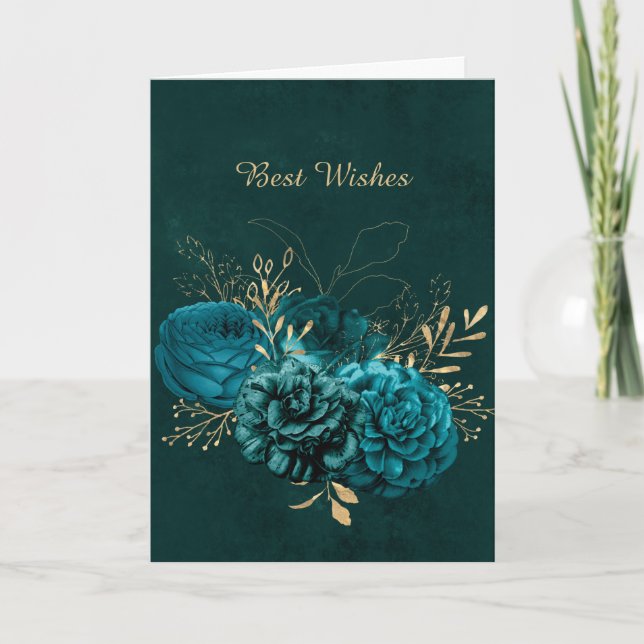 WeddingTeal Floral Rustic Congratulations Card (Front)