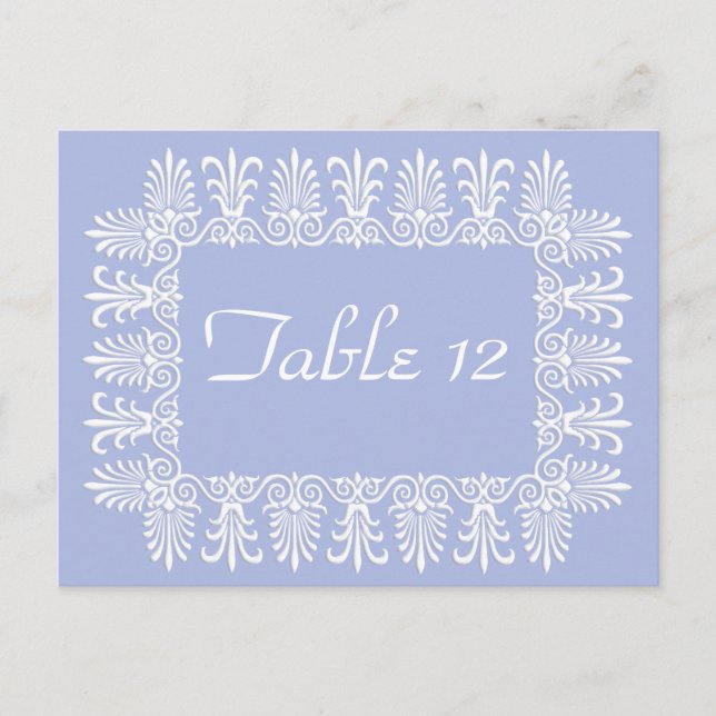 Wedgewood Blue 1 Wedding Reception Table Numbers Postcard (Front)
