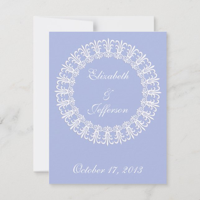 Wedgewood Blue 1 Wedding RSVP Cards (Back)