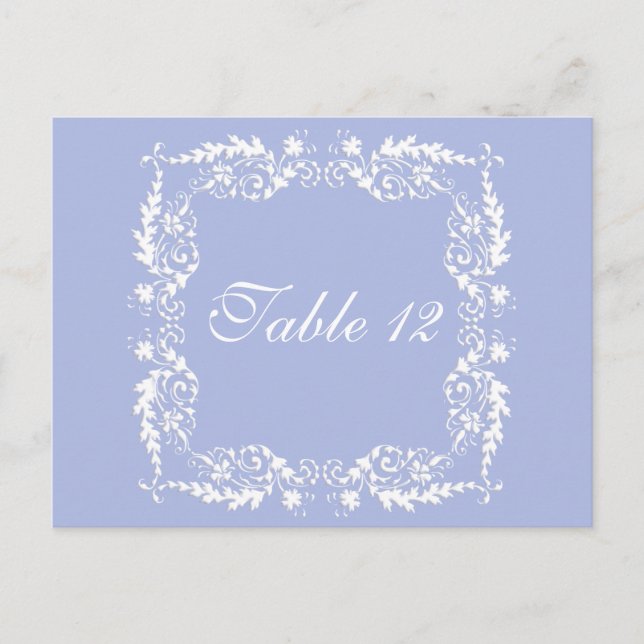 Wedgewood Blue 2 Wedding Reception Table Numbers Postcard (Front)