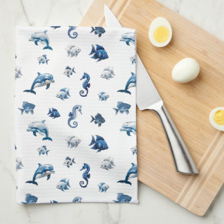 Wedgewood Blue Ocean Creatures! Tea Towel