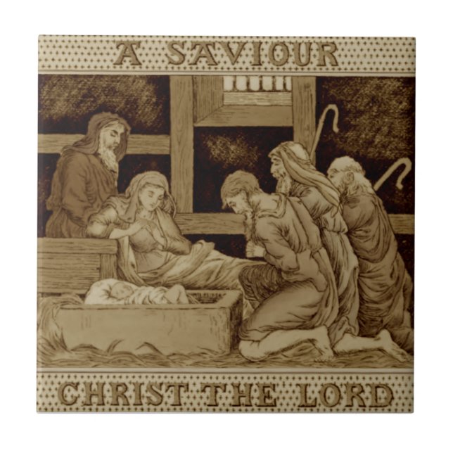 Wedgwood Birth of Jesus Sepia Antique Reproduction Ceramic Tile (Front)