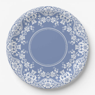 Wedgwood Blue Jasperware Lace Doily Paper Plate