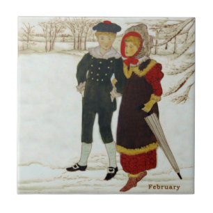 Wedgwood February Snows Hand Coloured Repro Ceramic Tile