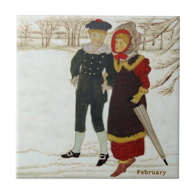 Wedgwood February Snows Hand Coloured Repro Ceramic Tile (Front)