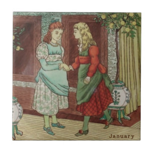 Wedgwood January Calendar Months Full Colour Repro Ceramic Tile