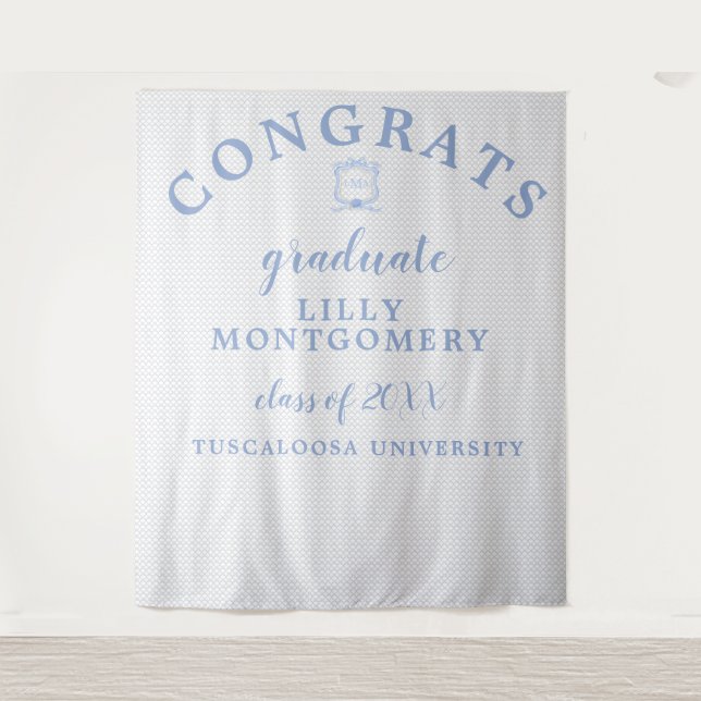 Wedgwood Monogram Graduation Photo Backdrop Tapestry (Front)