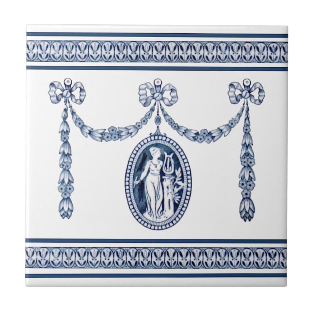 Wedgwood Neoclassical Muse Music Cameo Tile Repro (Front)