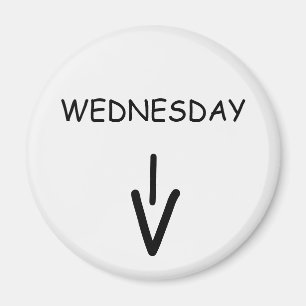 Wednesday Arrow Round White Magnet by Janz