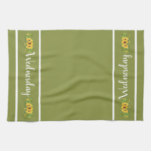 Wednesday Day of the Week Sunflower Kitchen Towel