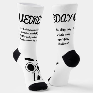 Wednesday Poem Socks - Trendy, Funny, White&Black