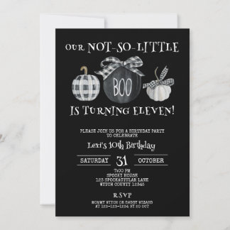 Wednesday theme, Girls Halloween 11th Birthday Invitation