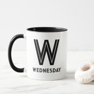 Wednesday W Monogram Black And White Combo Custom Mug