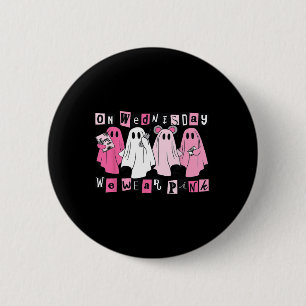 Wednesday We Wear Cute Pink Ghost Halloween 6 Cm Round Badge