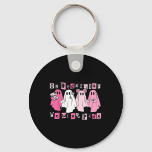 Wednesday We Wear Cute Pink Ghost Halloween  Key Ring