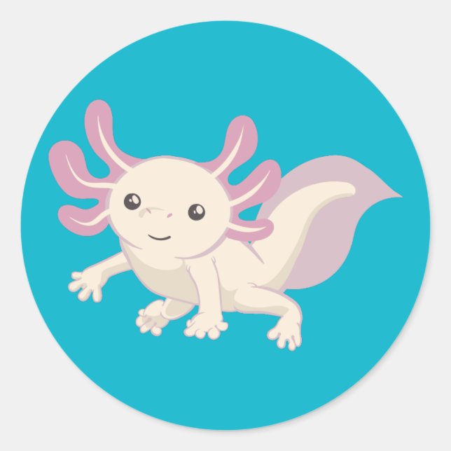 Wee Adorable Axolotl Classic Round Sticker (Front)