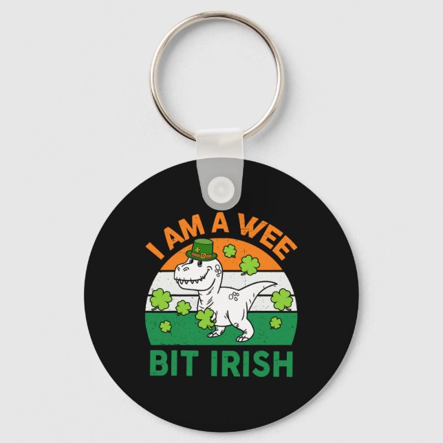 Wee Bit Irish St Patrick Day Dinosaur Toddler Boy  Key Ring (Front)