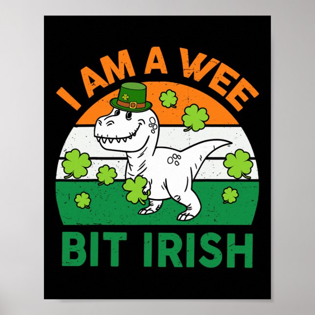 Wee Bit Irish St Patrick Day Dinosaur Toddler Boy  Poster (Front)