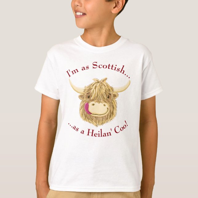 Wee Hamish Scottish Highland Cow T-Shirt (Front)