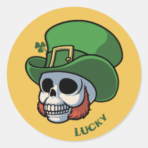 Wee Leprechaun Skull Classic Round Sticker