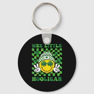 Wee little hooligan cute clovers smile face key ring
