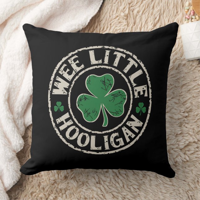 Wee Little Hooligan Shamrock St Patrick's Day Cushion (Blanket)