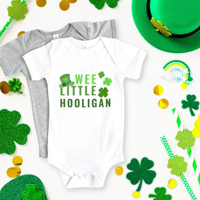 Wee Little Hooligan St. Patrick's Day Green Clover Baby Bodysuit (Creator Uploaded)
