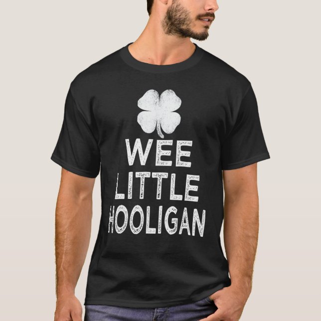 Wee Little Hooligan St Patricks Day Shamrock Boys  T-Shirt (Front)