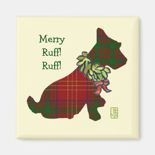 Wee Scottie Dog Merry Ruff! Ruff! Holiday Magnet