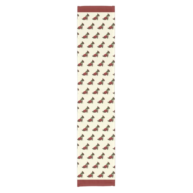 Wee Scottie (Merry Ruff Ruff) 14" X 72" Short Table Runner (Front)