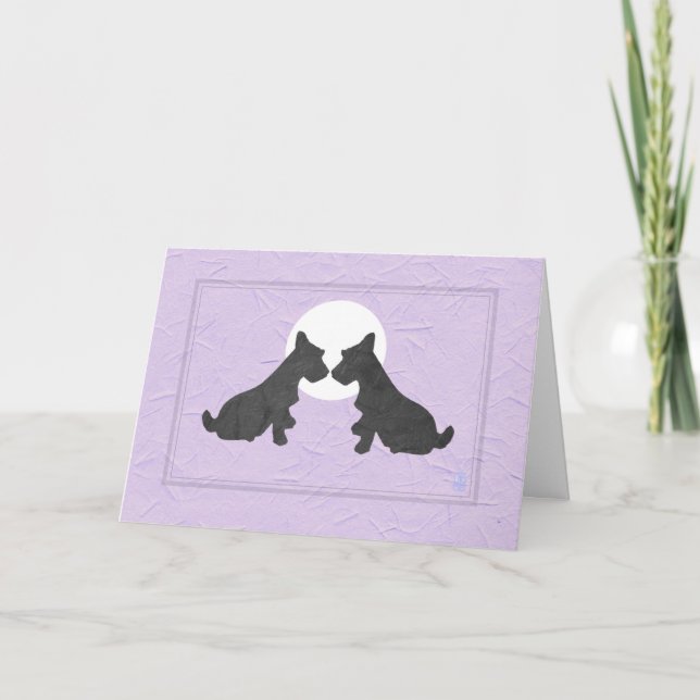 Wee Scottie Puppy Love Valentine’s Day on Lavender Card (Front)