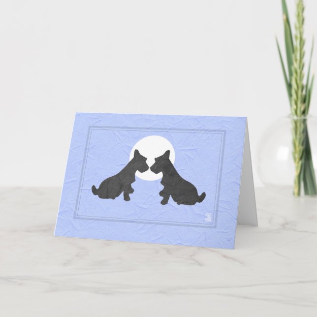 Wee Scottie Puppy Love Valentine’s Day Periwinkle Card (Front)