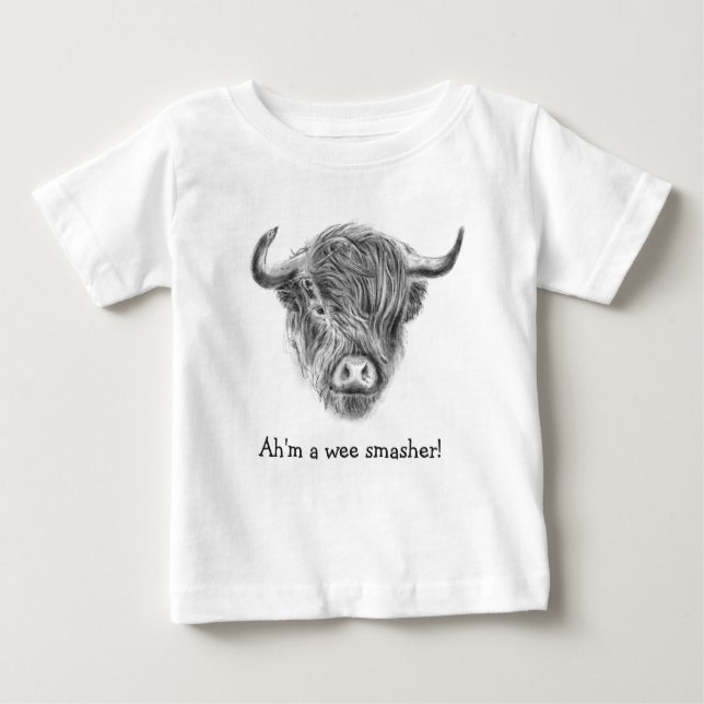 Wee Smasher Highland Cow Baby T-Shirt (Front)