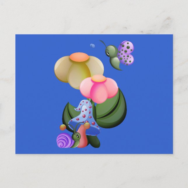 Wee View Snail & Butterfly Postcard (Front)