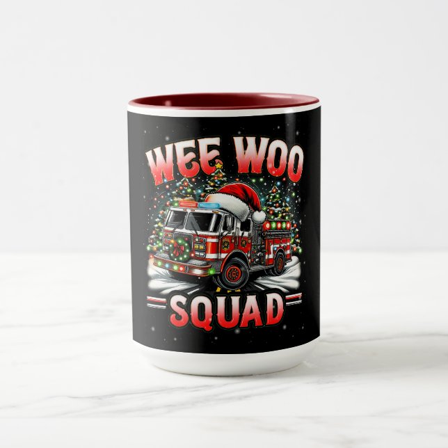 WEE WOO Squad Christmas Design with Fire Truck  Mug (Center)