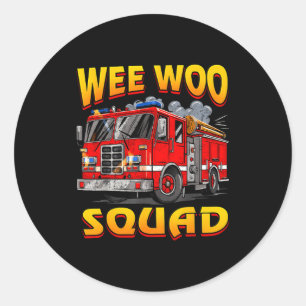 Wee Woo Squad Firefighter Truck Lover Fireman Crew Classic Round Sticker