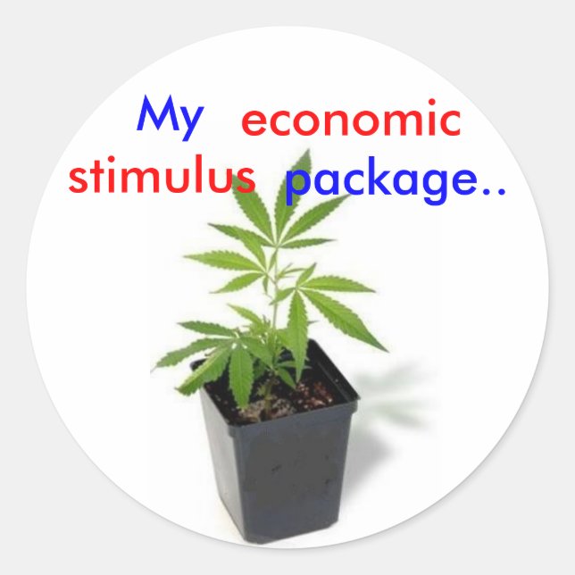 weed[1], My, package.., economic, stimulus Classic Round Sticker (Front)