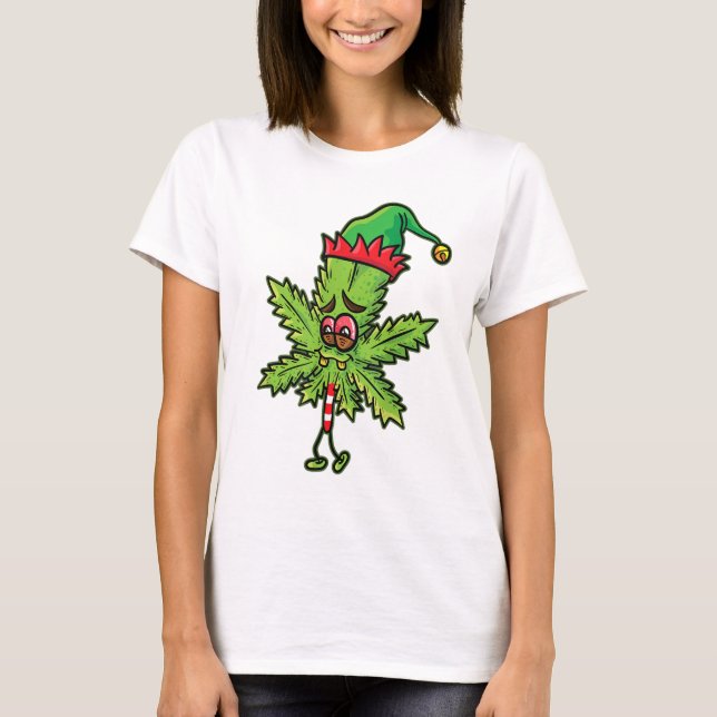 Weed Christmas Elf T-Shirt (Front)