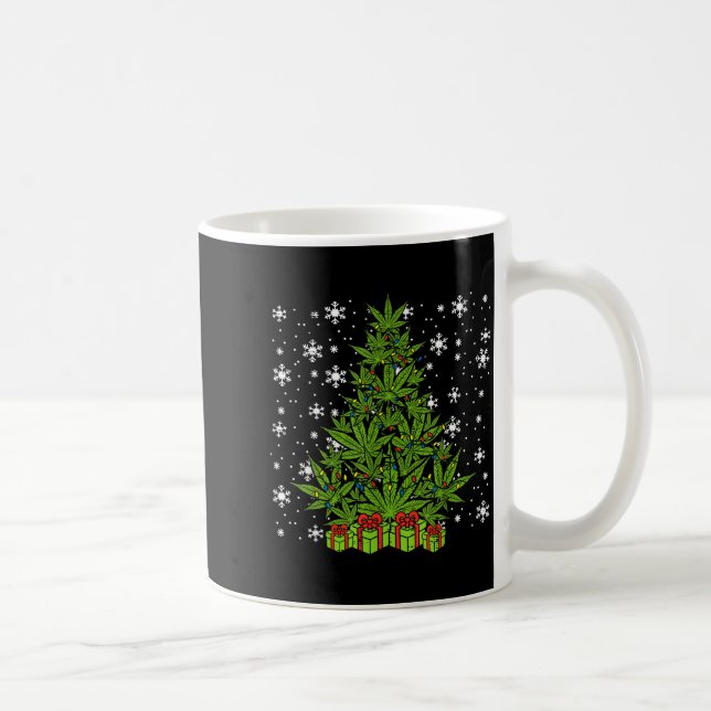 Weed Christmas Tree Funny Xmas T Men Women  Coffee Mug (Right)