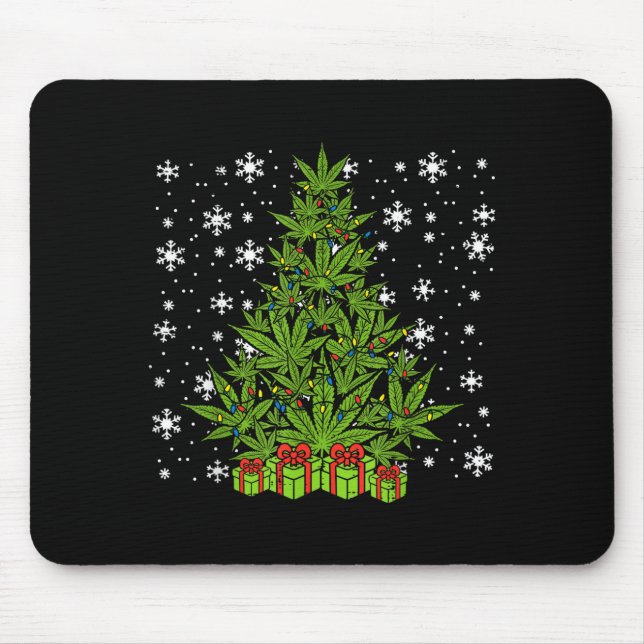 Weed Christmas Tree Funny Xmas T Men Women  Mouse Pad (Front)