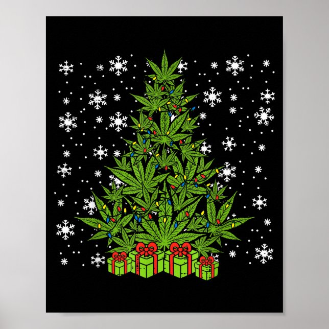 Weed Christmas Tree Funny Xmas T Men Women  Poster (Front)
